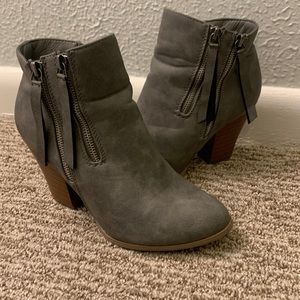 Women’s grey heeled boots